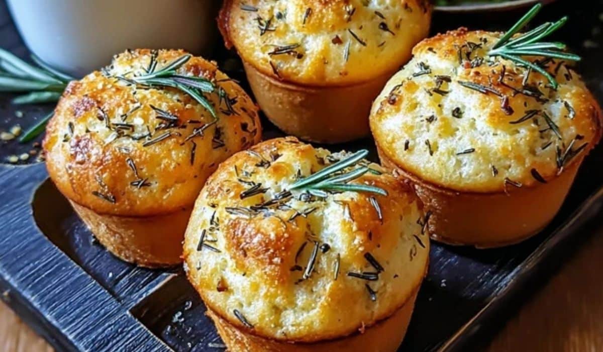 Garlic Rosemary Focaccia Muffins fresh baked