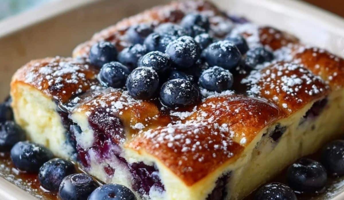 Blueberry Buttermilk Pancake Casserole breakfast table