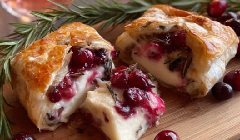 Brie Cheese and Cranberry Appetizer on Holiday Table