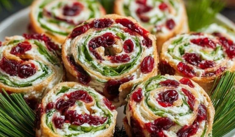 Christmas Cranberry Pinwheels holiday appetizer platter