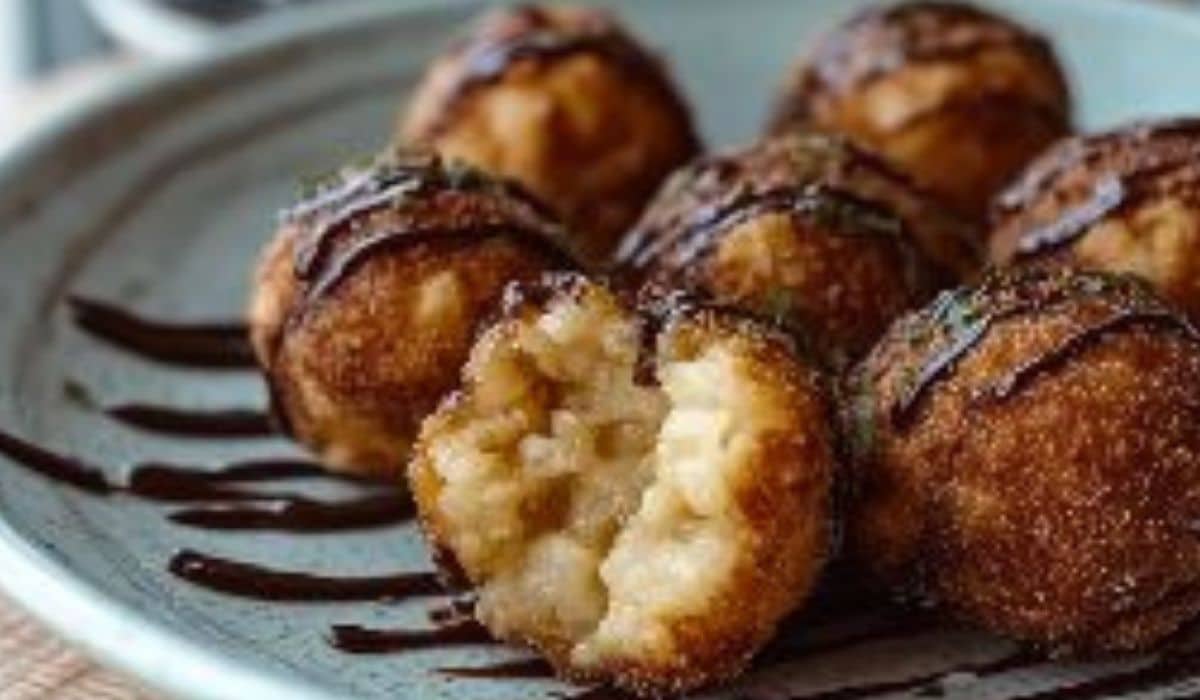 Donkey Balls Recipe on a tray with golden crispy coating