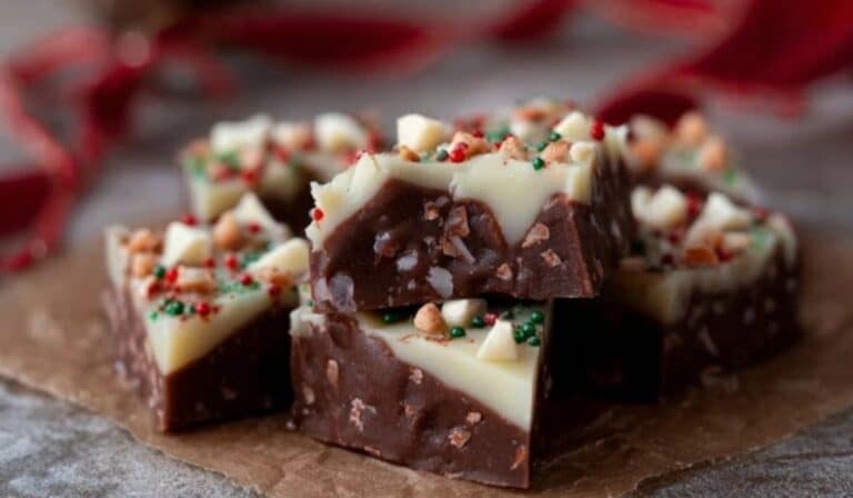 Christmas Fudge on holiday counter
