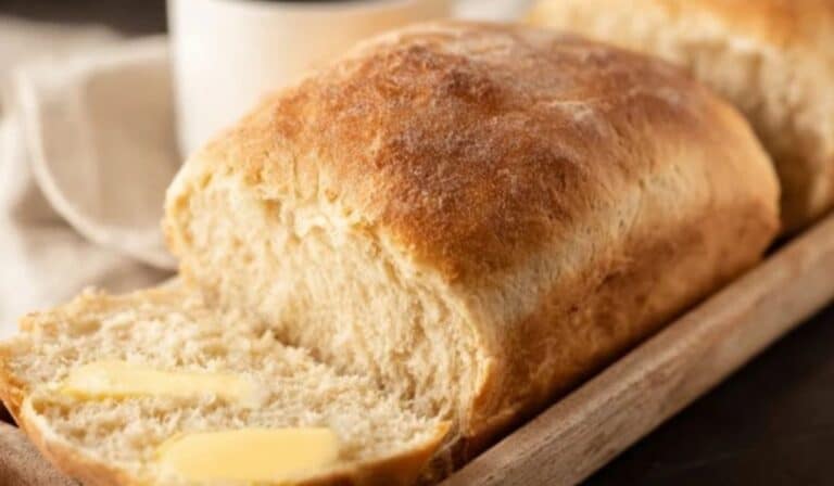 Quick and Easy One Hour Bread freshly baked on rustic table