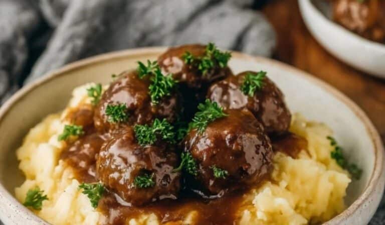 Salisbury Steak Meatballs with Mushroom Gravy