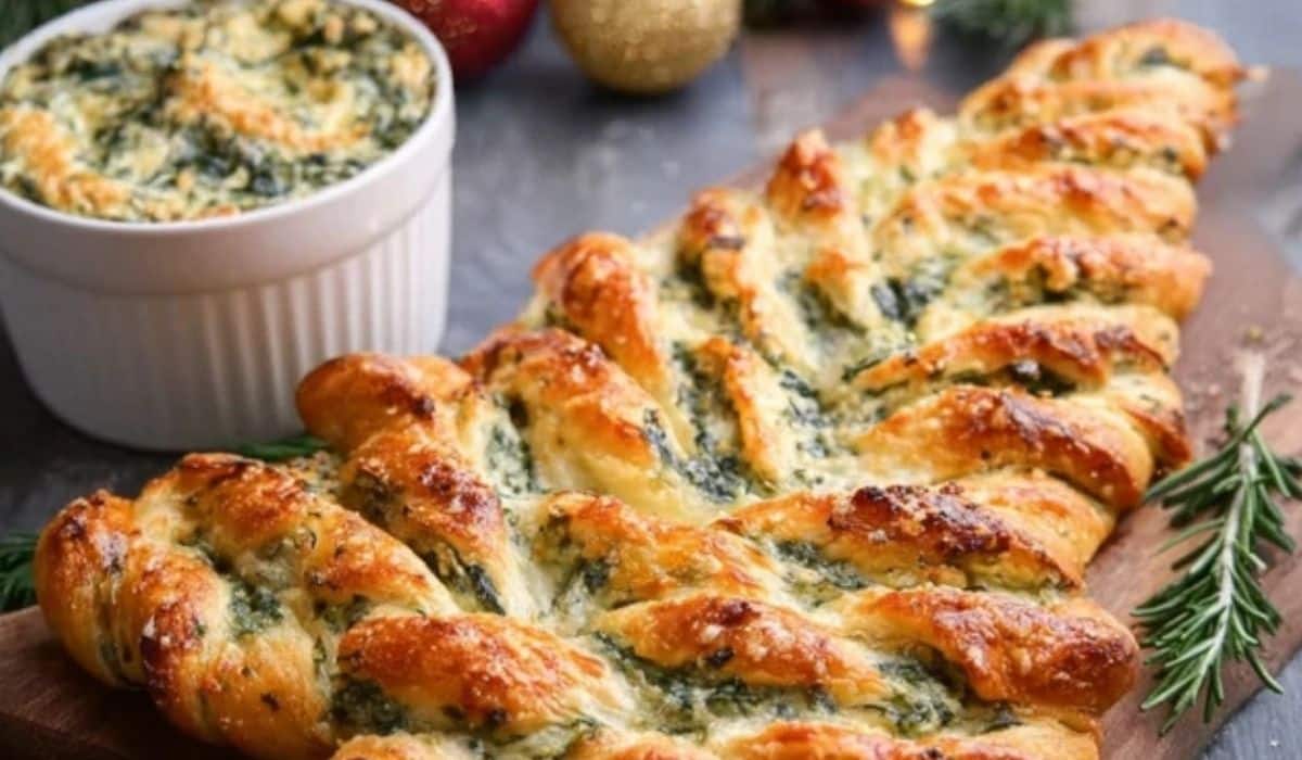 Ingredients for Christmas Tree Spinach Dip Breadsticks