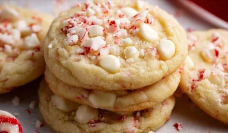 White Chocolate Peppermint Cookies fresh baked