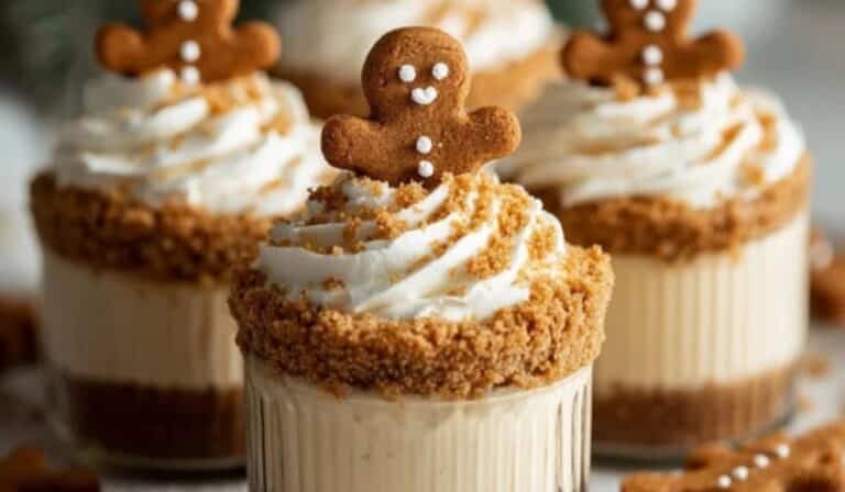 No-Bake Gingerbread Cheesecake Cups dessert holiday treat