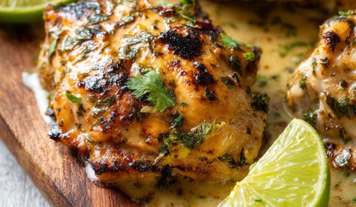 Cilantro Lime Chicken on wooden board