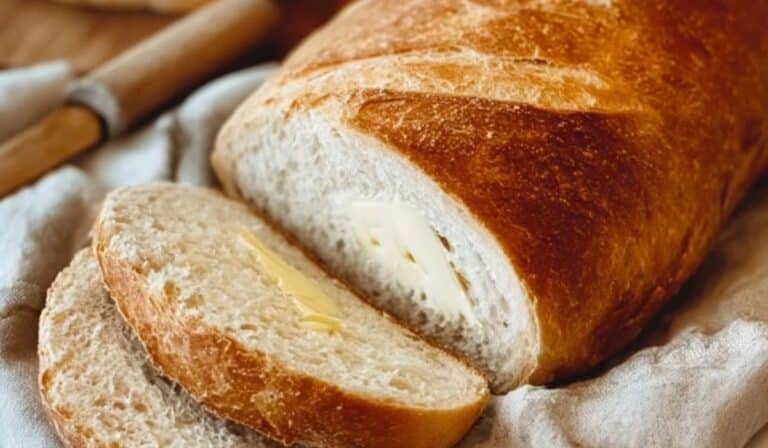 Beginner-Friendly Homemade Bread fresh loaf on wooden board