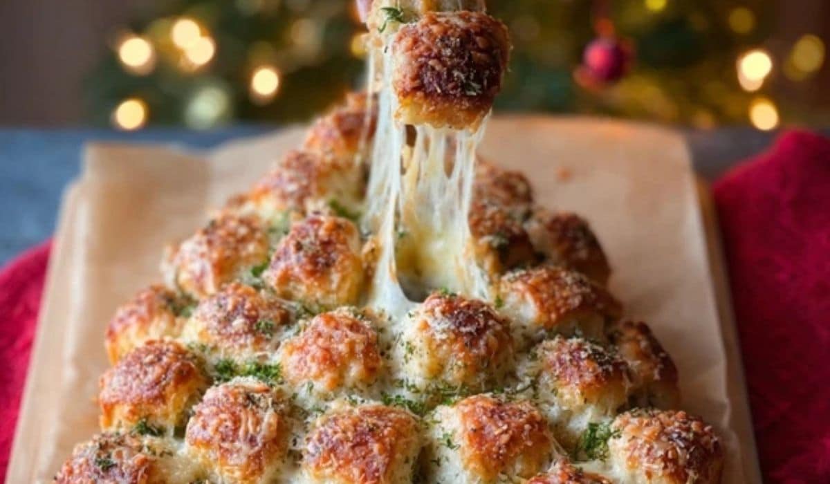 Cheesy Pull-Apart Christmas Tree Bread Holiday Table
