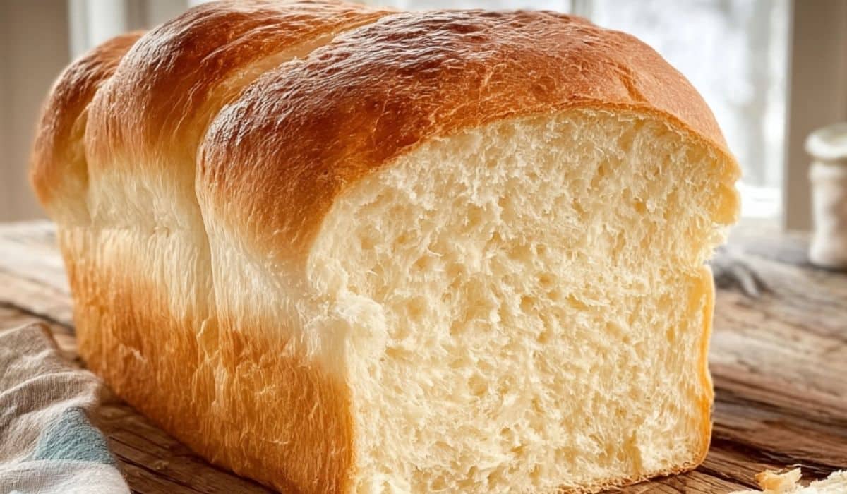 soft amish white bread loaf rustic farmhouse