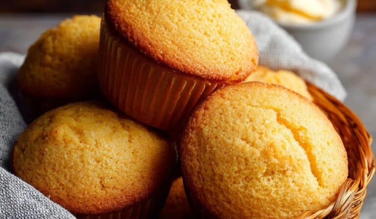Cornbread muffins in rustic kitchen