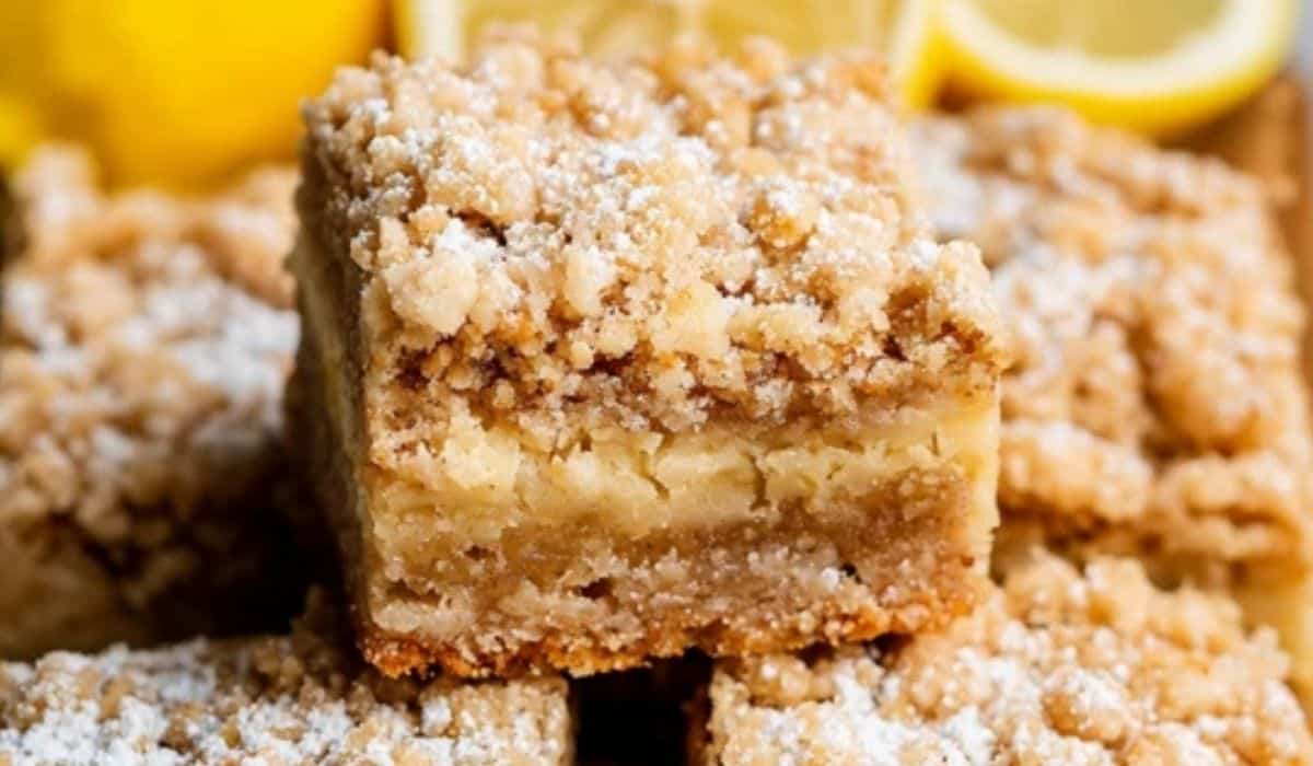 Oatmeal Lemon Crumble Bars freshly baked