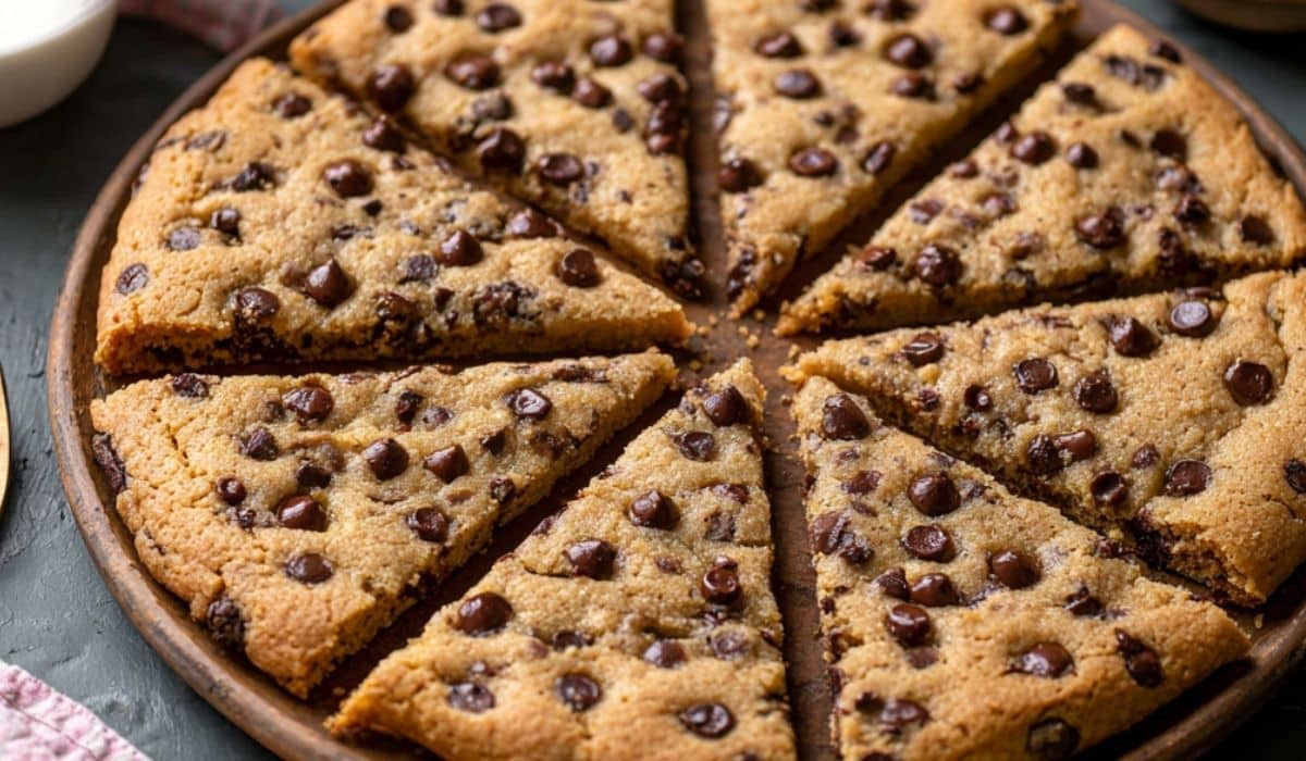 Chocolate Chip Cookie Pizza fresh from oven