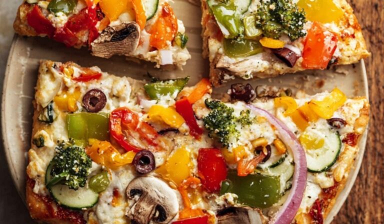 Veggie Pizza with colorful toppings