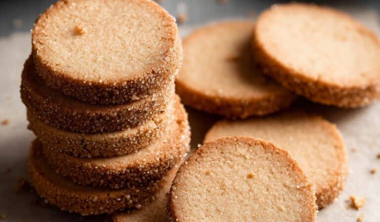 Brown Sugar Shortbread Cookies on parchment paper