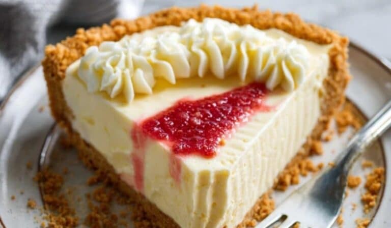 Easy Cheesecake Pie served on white plate