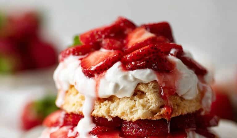 Strawberry Shortcake rustic style with fresh berries
