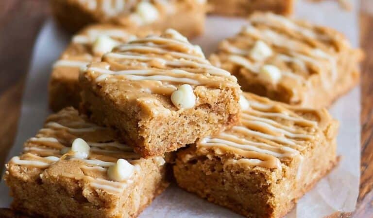Freshly baked Biscoff White Chocolate Blondies
