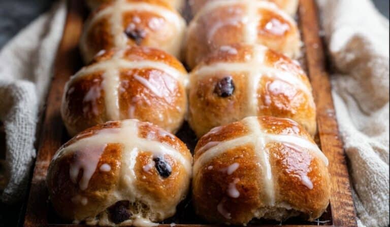 Hot Cross Buns freshly baked and glazed