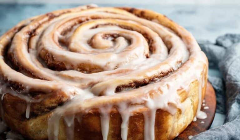 Giant Cinnamon Roll Cake fresh from the oven