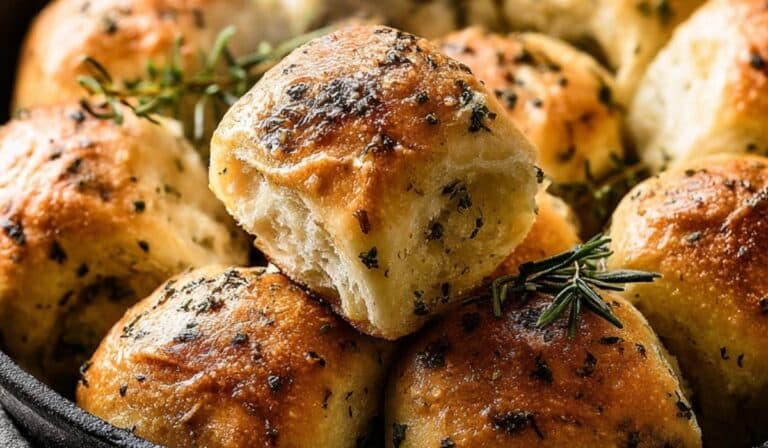 Sea Salt & Herb Skillet Rolls in Cast Iron Skillet