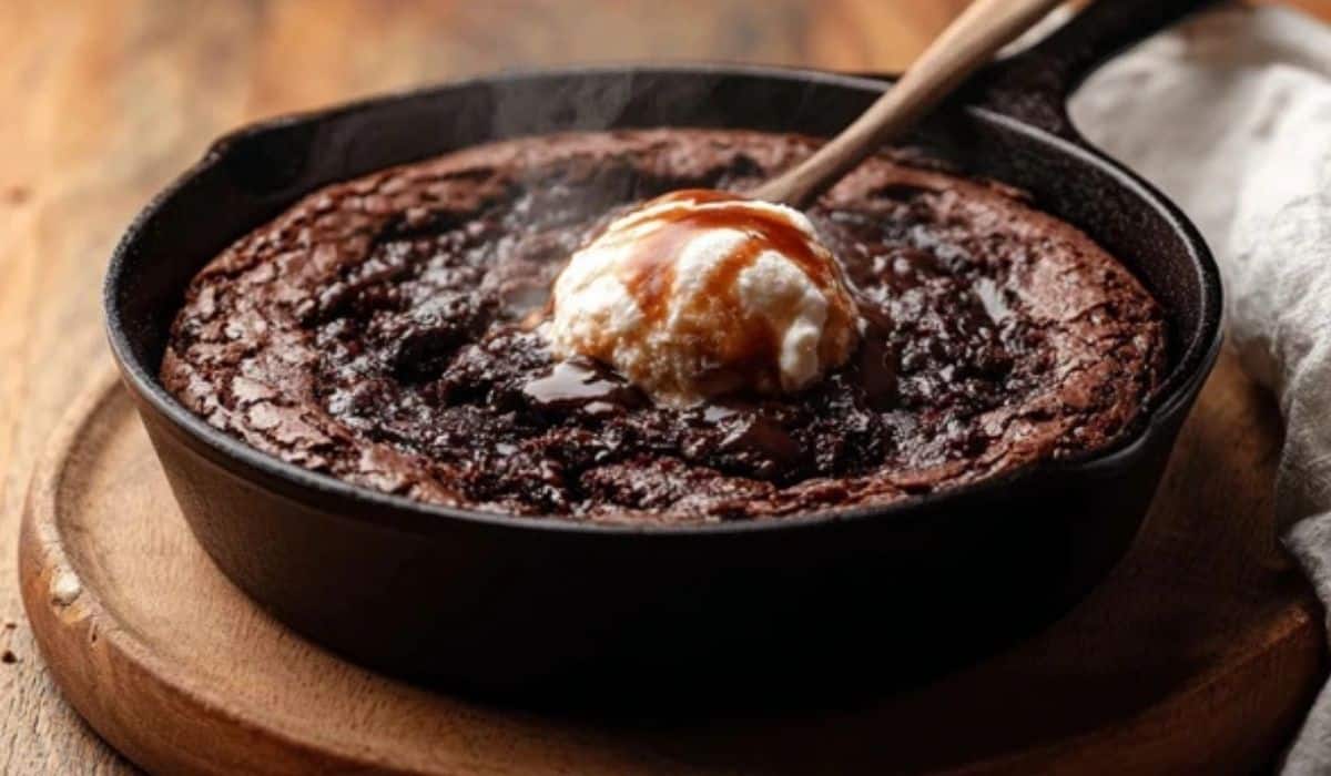 Skillet Brownie fresh from the oven