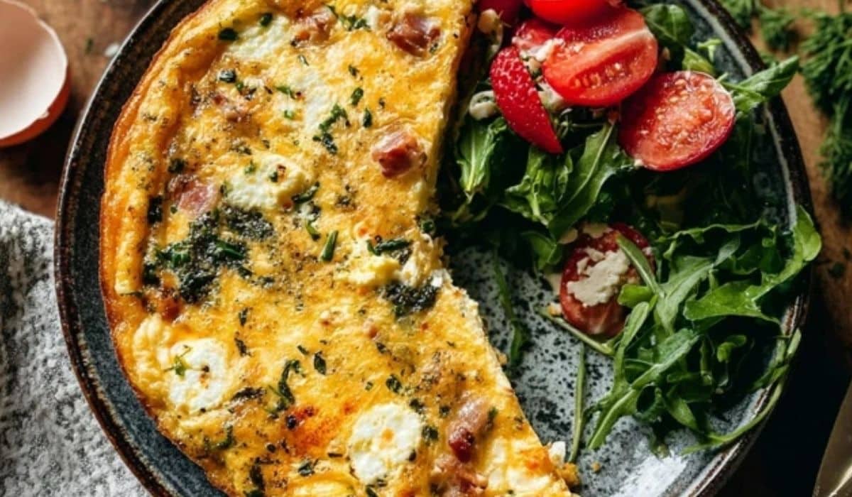 Easy Frittata Recipe in cast iron skillet