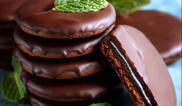 Homemade Thin Mint Cookies on tray