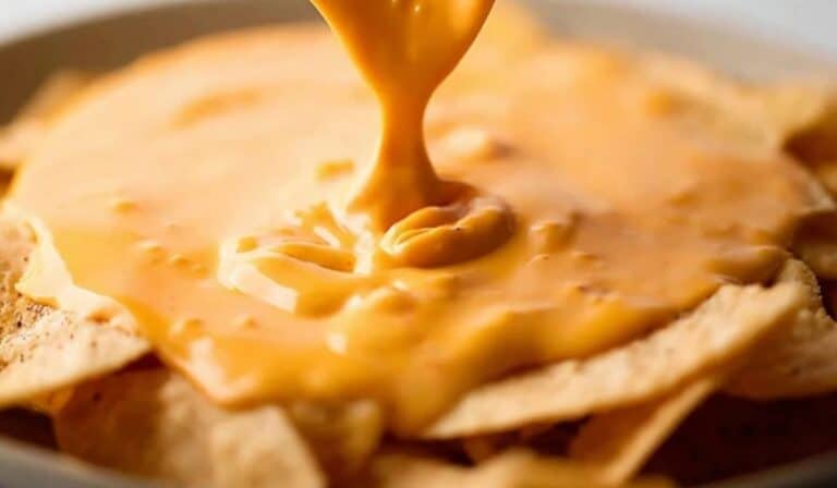 Spicy Nacho Cheese Sauce with chips